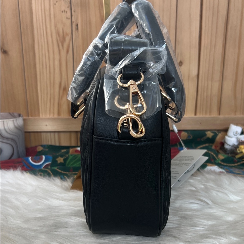 💜Valentino Orlandi Black Quilted Satchel Bag with Detachable Crossbody Strap - Picture 4 of 10